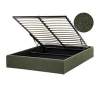 Ottoman Bed without Headboard Boucle DINAN 140 x 200 cm (EU Double) Dark Green