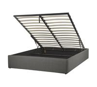 Ottoman Bed without Headboard DINAN Fabric Dark Grey 140 x 200 cm (EU Double)