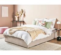 Beliani Ottoman Bed Without Headboard Dinan Fabric Light Brown 140 X 200 Cm (Eu Double)
