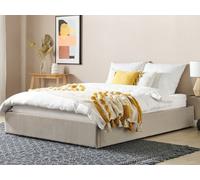 Ottoman Bed without Headboard DINAN Fabric Light Brown 160 x 200 cm (EU King Size)