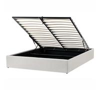 Beliani Ottoman Bed Without Headboard Dinan Fabric Light Beige 160 X 200 Cm (Eu King Size)