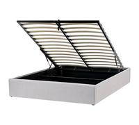 Beliani Ottoman Bed without Headboard Fabric DINAN 140 x 200 cm (EU Double) Light Grey, Grey
