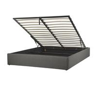 Beliani Ottoman Bed Fabric Dinan 160 X 200 Cm (eu King Size) Dark Grey, Grey