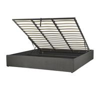 Beliani Ottoman Bed Without Headboard Fabric Dinan 180 X 200 Cm (Eu Super King) Dark Grey