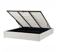 Beliani Ottoman Bed Fabric Dinan 180 X 200 Cm Eu Super King Light Beige