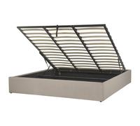 Beliani Ottoman Bed Without Headboard Fabric Dinan 180 X 200 Cm (Eu Super King) Light Brown