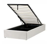 Beliani Fabric Eu Single Size Ottoman Bed Light Beige Dinan