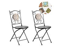 Beliani Outdoor Garden Set of 2 Chairs Black Metal Vintage Style Mosaic Folding Black Casario