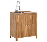 Beliani Outdoor Kitchen Cabinet With Sink Venosa Acacia Wood Brown, Brown