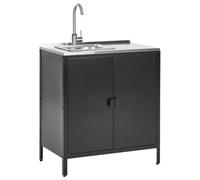 Beliani Outdoor Kitchen Cabinet With Sink Vilama Black Metal