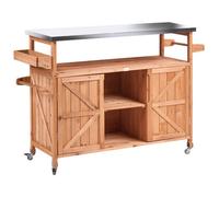 Beliani Outdoor Kitchen Island Scanno Light Brown Fir Wood