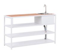 Outdoor Kitchen Island with Sink AVETRANA Brown/ White Metal