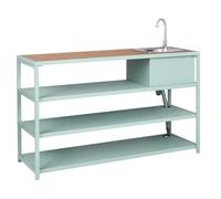 Outdoor Kitchen Island with Sink AVETRANA Light Green Metal