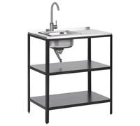 Outdoor Kitchen Island with Sink VILAMA Metal Black