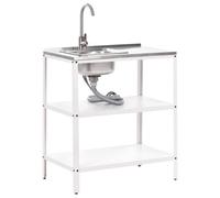 Beliani Outdoor Kitchen Island With Sink Vilama White