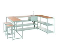 Outdoor Kitchen Set with Sink AVETRANA Light Green Metal