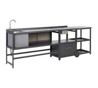Beliani Outdoor Kitchen Set With Sink Ortisei Metal Graphite Grey, Grey