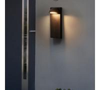 Beliani Outdoor Led Wall Light Matte Black Ip44 Iron And Glass Modern 12W Equivalent Warm White W12 X D9 X H28Cm