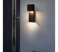 Beliani Outdoor Led Wall Light Matte Black Sconce Ip44, Warm White, W14 X D9 X H38Cm