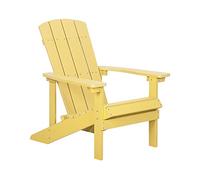 Beliani Outdoor Lounger Chair Yellow Plastic Wood for Patio Yard Adirondack
