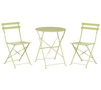 Beliani Outdoor Patio 3 Piece Bistro Set Lime Steel Round Table and Chairs Fiori