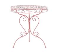 Beliani Outdoor Patio Bistro Table Pink Round Metal Top Scrollwork Albinia