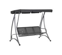 Beliani Outdoor Swing Black Mesh Seat Polyester Canopy Steel Frame, Bogart