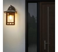 Beliani Outdoor Wall Light Black Iron Glass 28Cm Retro Lantern - Powder-Coated Weatherproof Finish