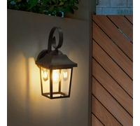 Beliani Outdoor Wall Light Matte Black Traditional Sconce Waterproof Iron And Glass Patio Garden Light 15 X 18 X 33 Cm