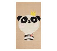 Beliani Panda Print Kids Area Rug Beige 80 X 150 Cm Low Pile - Anti-Slip Playroom Rug