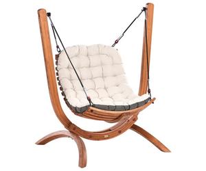 Beliani Patio Swing Alliste Larch Wood Brown