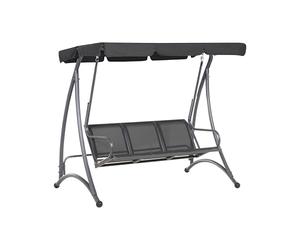 Beliani Patio Swing Black Steel Modern Outdoor Mesh Seat Polyester Canopy | Metal, Stain Resistant, Powder Coated, Full Assembly Required, Outdoor Use, 190 x 169 cm