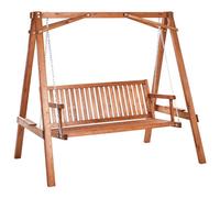 Beliani Patio Swing Ficarella Larch Wood Brown, Brown