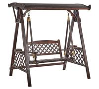 Patio Swing SENARICA Spruce Wood Dark Brown