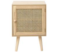 Beliani Paulownia Nightstand With Rattan-Fronted Door, Compact Boho Bedside Table 38X30X56Cm