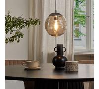 Beliani Pendant Lamp - Amber-Tinted Hand-Finished Glass Globe, Gold Finish, 120Cm Drop