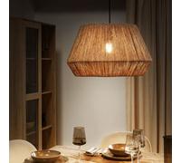 Beliani Pendant Lamp, Handwoven Jute Shade, Black Iron Base, 48Cm