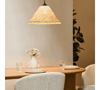 Beliani Pendant Lamp Natural Bamboo And Rattan Shade Handmade Boho Woven Lighting - W45 X H136Cm