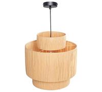 Beliani Pendant Lamp Natural Palm Leaf Boho Raffia 3-Tier Style Colour | Wicker, Max 45 W, 1 Bulb, E27 Fitting, 90 cm Cord, Powder Coated