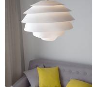 Beliani Pendant Lamp White Plastic Globe Mid-Century Modern Ceiling Light, W40 X H170Cm