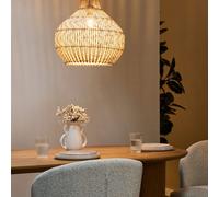 Beliani Pendant Lamp, White Rattan Shade, Iron Frame, 40Cm X 152Cm