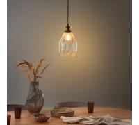 Beliani Pendant Lamp With Textured Transparent Glass Shade And Iron Frame, W20 X H125Cm