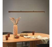 Beliani Pendant Led Lamp In Light Oak With Remote Dimming - Solid Oak, Warm Light, Minimalist Linear Design