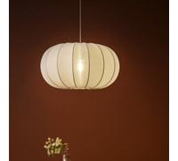 Beliani Pendant Light White Nylon Shade Black Fittings, 360mm Diameter, 750mm Drop, Adjustable Height