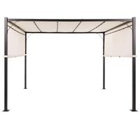 Beliani Pergola Beige 310 X 310 Cm With Powder-Coated Steel Frame And Solar Leds