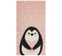 Beliani Pinguin Pink Penguin Print Area Rug 80 X 150 Cm Low Pile