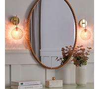 Beliani Pink Gold Glass Wall Lamps Set Of 2 - Modern Glam Wall Lights For Bedroom Hallway Living Room
