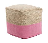 Beliani Pink Jute Knitted Pouf Ottoman 44 X 44 Cm - Eps Beads Filling, Boho Accent