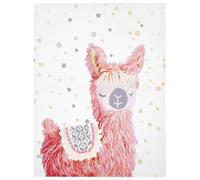 Beliani Pink Llama Canvas Art 60 X 80 Cm - Kids Room Wall Decor