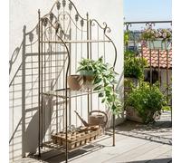 Beliani Plant Shelf Black Metal, Freestanding And Foldable, Distressed Finish, 59 X 30 X 123 Cm